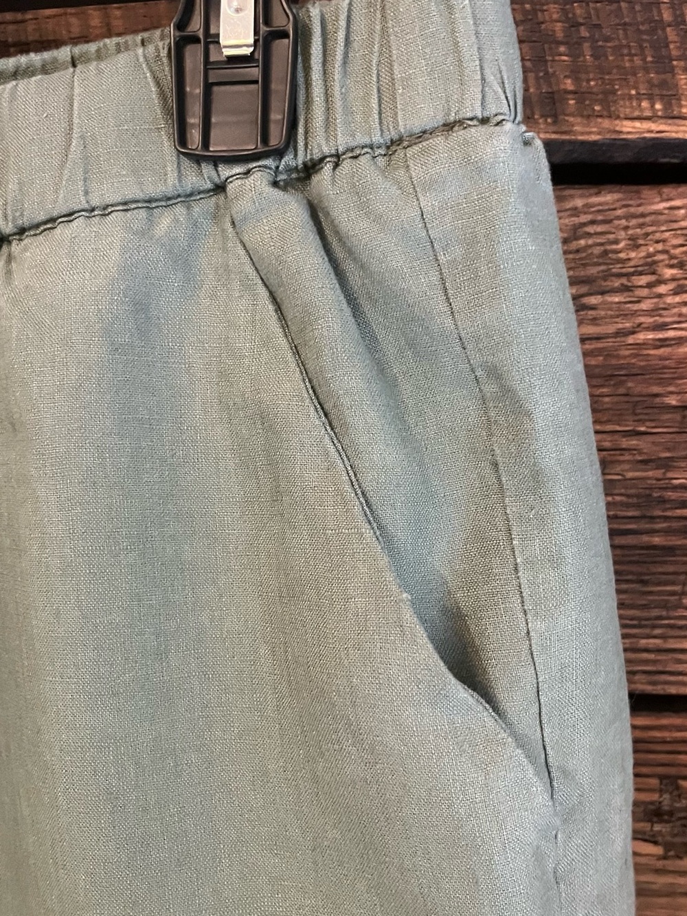 Quince 100% linen cropped pants elastic waist with pockets relaxed fit medium - Picture 3 of 5